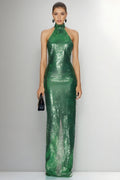 Halter Neck Sequin Sleeveless Backless Party Dress